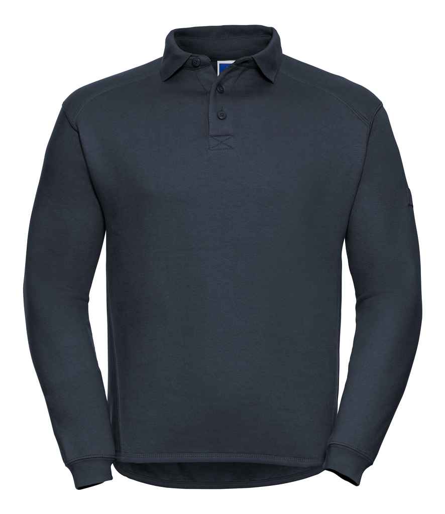 Russell 012M French Navy Front - Ready to be Embroidered and Printed by Custard Workwear - Cheap Personalised and Customised Workwear in Nottinghamshire, Derbyshire and Leicestershire