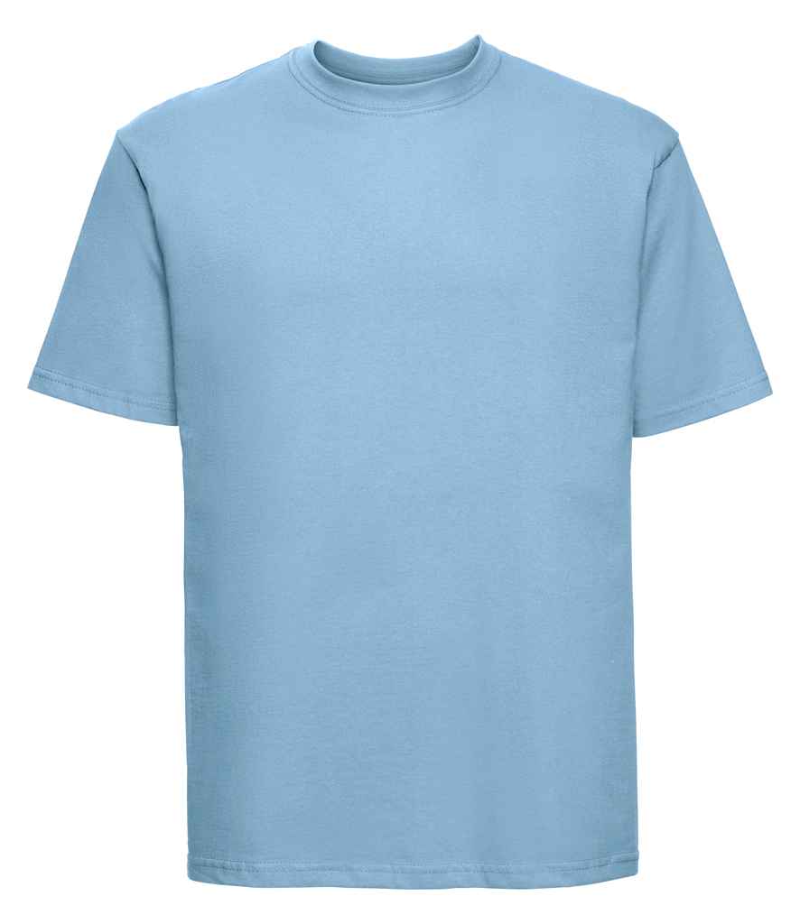 Russell 180M Sky Blue Front - Ready to be Printed by Custard Workwear - Cheap Personalised and Customised Workwear in Nottinghamshire, Derbyshire and Leicestershire