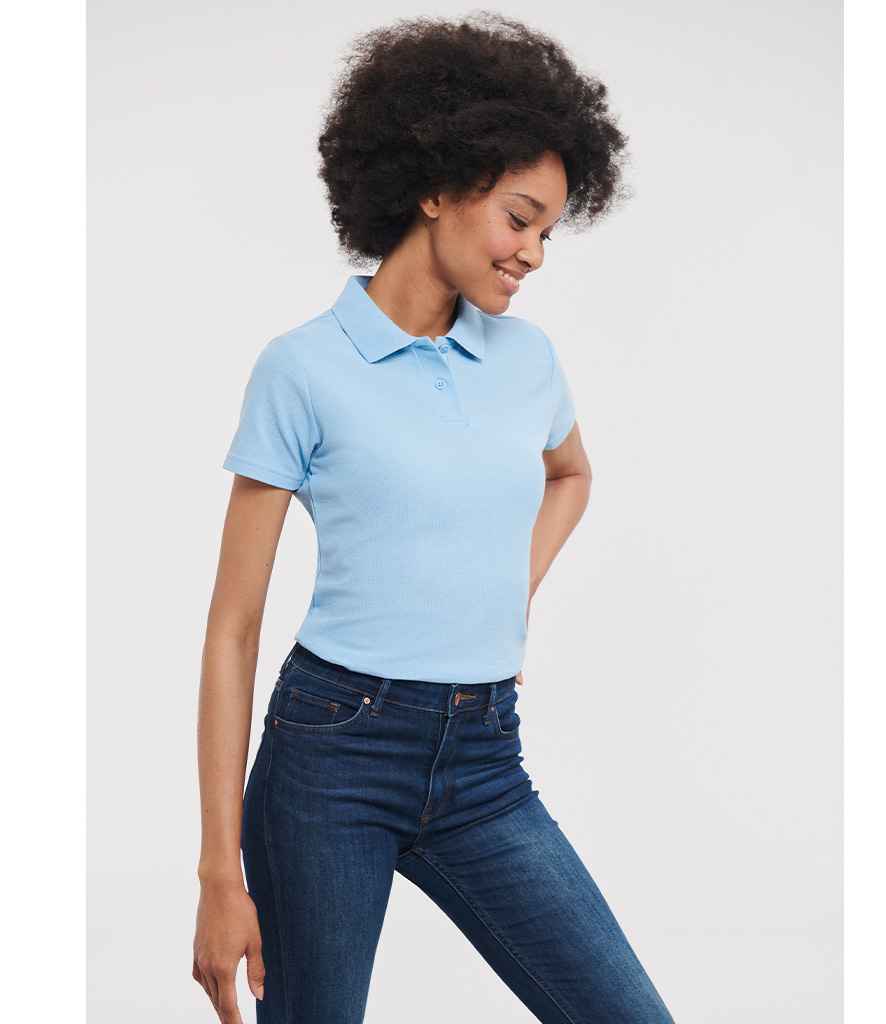 Russell 539F Sky Blue Model - Ready to be Embroidered and Printed by Custard Workwear - Cheap Personalised and Customised Workwear in Nottinghamshire, Derbyshire and Leicestershire