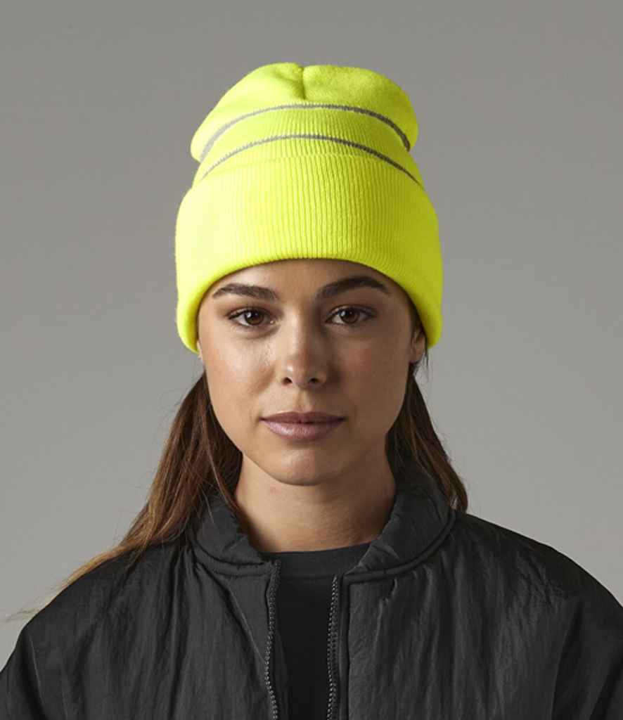 Beechfield BB42 Fluorescent Yellow Model - Ready to be Embroidered by Custard Workwear - Cheap Personalised and Customised Workwear in Nottinghamshire, Derbyshire and Leicestershire