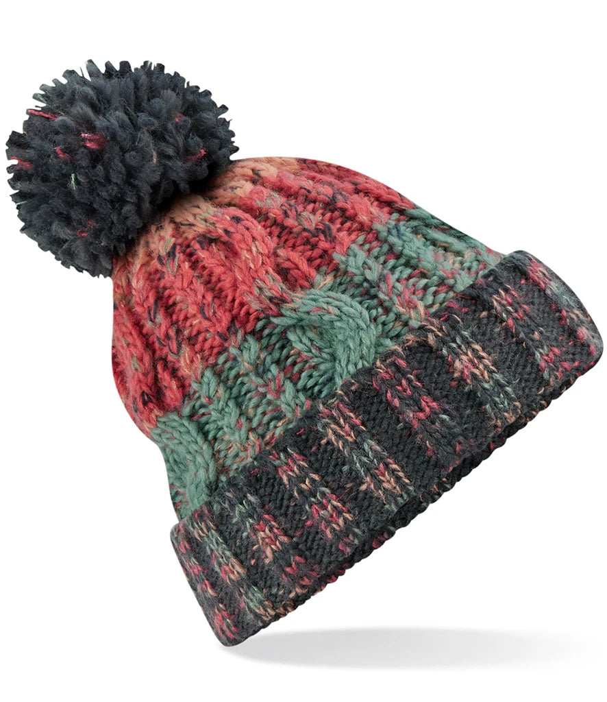BB486 - Corkscrew Pom Pom Beanie | Watermelon Breeze