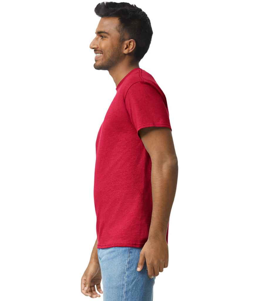 Gildan GD02 Cherry Red Model -  Ready to be Embroidered and Printed by Custard Workwear - Cheap Personalised and Customised Workwear in Nottinghamshire, Derbyshire and Leicestershire