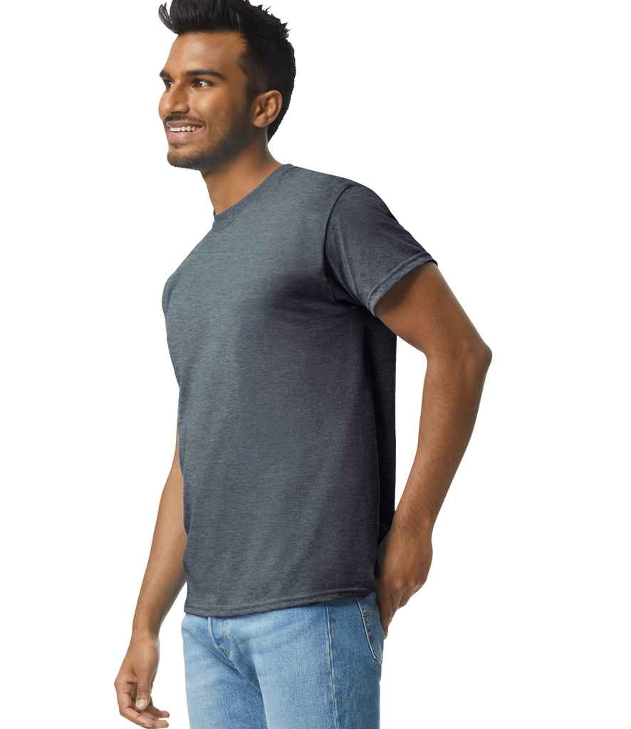 Gildan GD02 Dark Heather Model -  Ready to be Embroidered and Printed by Custard Workwear - Cheap Personalised and Customised Workwear in Nottinghamshire, Derbyshire and Leicestershire