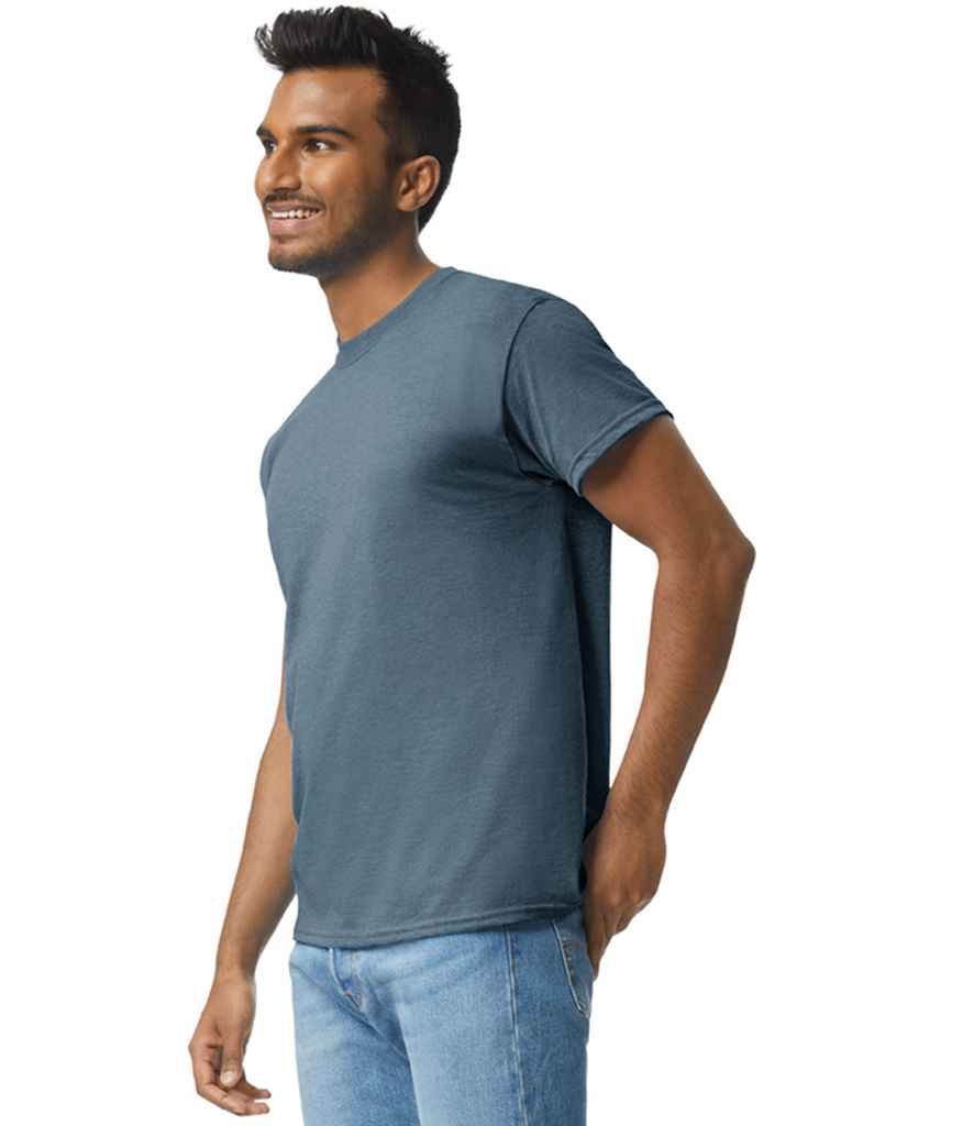 Gildan GD02 Heather Navy Model -  Ready to be Embroidered and Printed by Custard Workwear - Cheap Personalised and Customised Workwear in Nottinghamshire, Derbyshire and Leicestershire