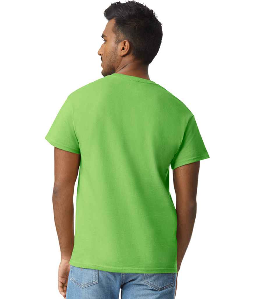 Gildan GD02 Lime Green Model - Ready to be Embroidered and Printed by Custard Workwear - Cheap Personalised and Customised Workwear in Nottinghamshire, Derbyshire and Leicestershire