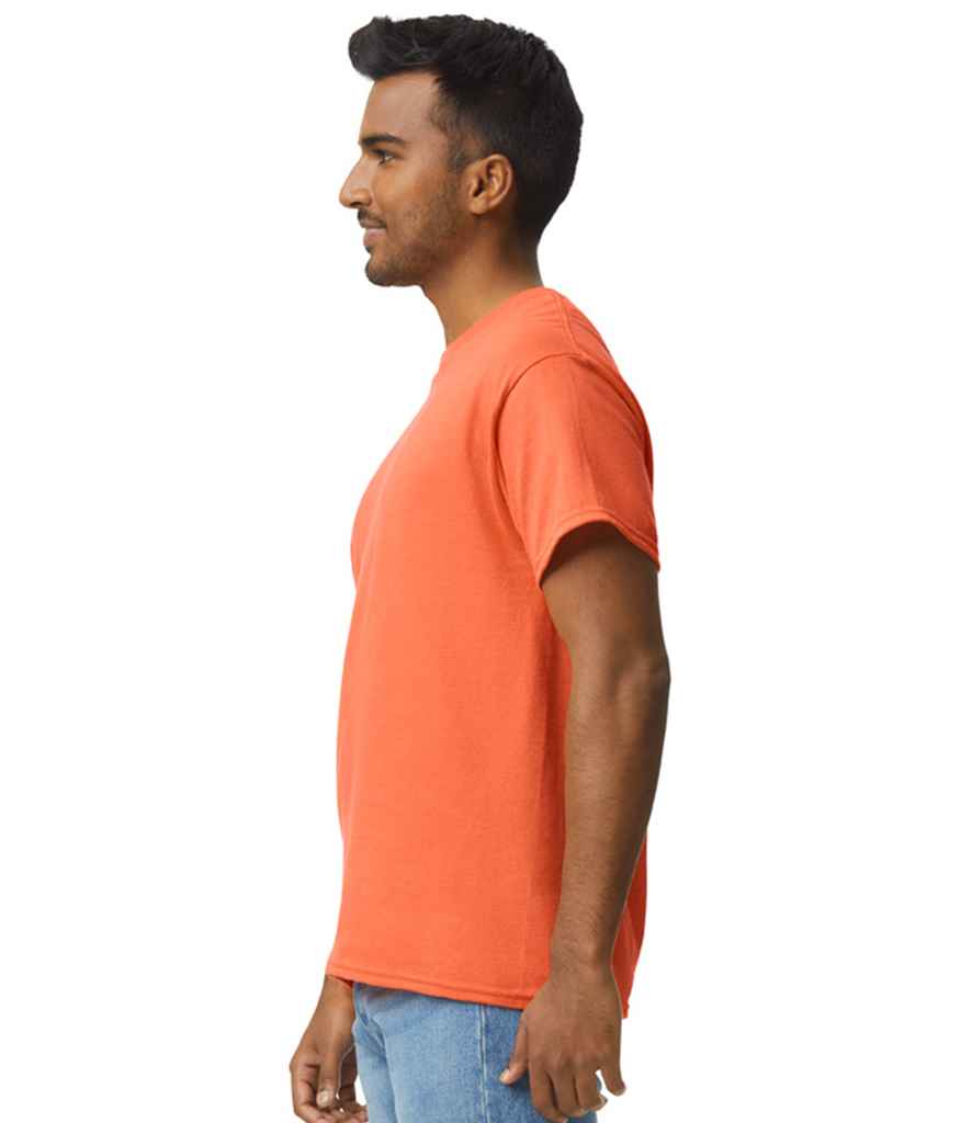 Gildan GD02 Orange Model -  Ready to be Embroidered and Printed by Custard Workwear - Cheap Personalised and Customised Workwear in Nottinghamshire, Derbyshire and Leicestershire