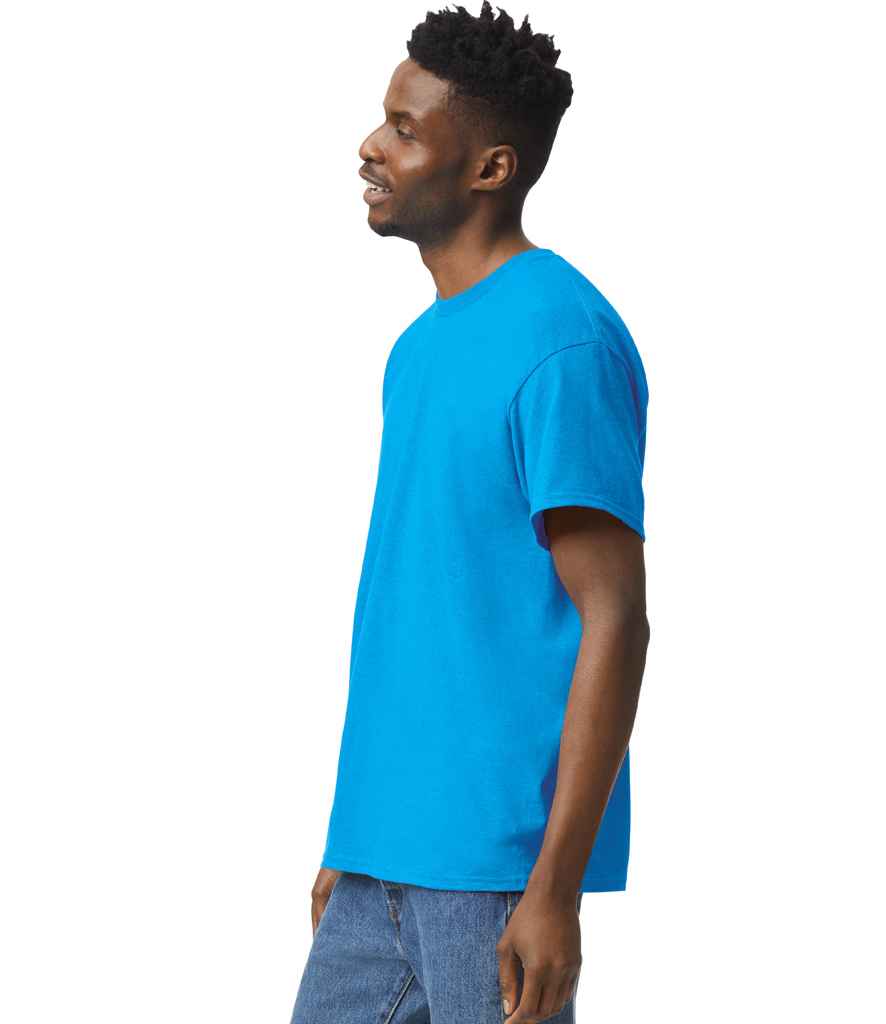 Gildan GD05 Heather Sapphire Model - Ready to be Embroidered and Printed by Custard Workwear - Cheap Personalised and Customised Workwear in Nottinghamshire, Derbyshire and Leicestershire