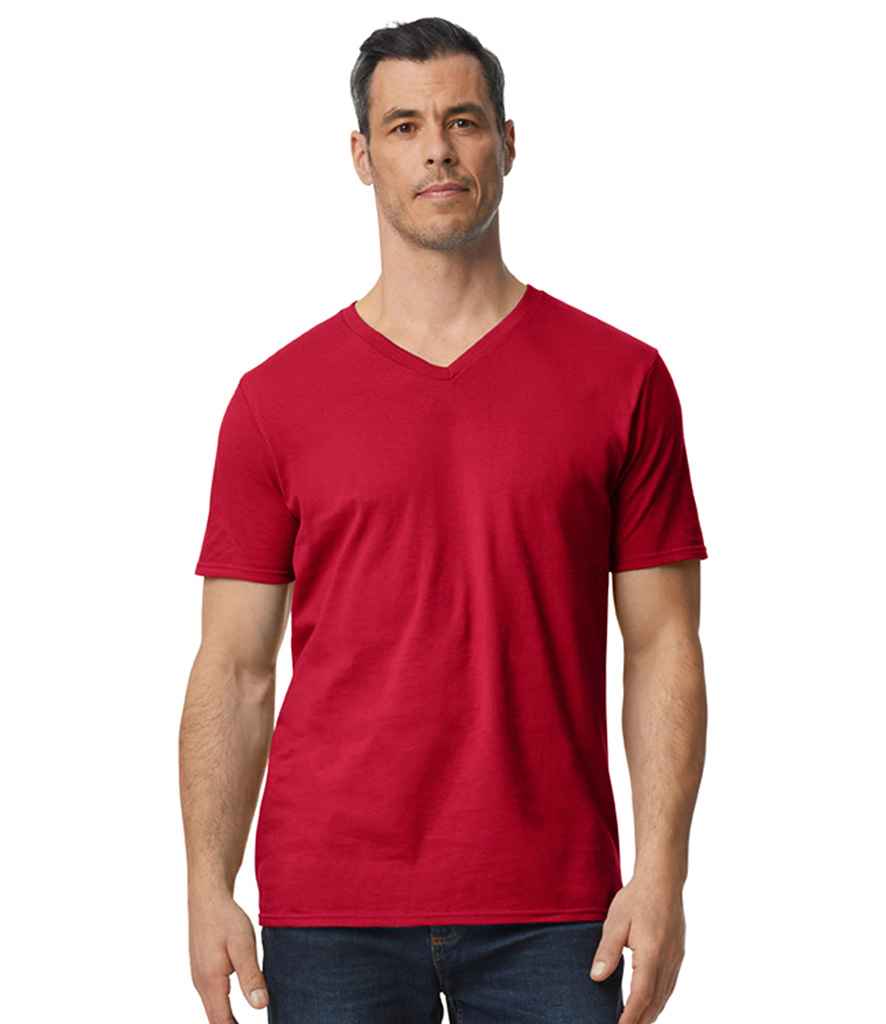 Gildan GD10 Cherry Red Model - Ready to be Printed by Custard Workwear - Cheap Personalised and Customised Workwear in Nottinghamshire, Derbyshire and Leicestershire
