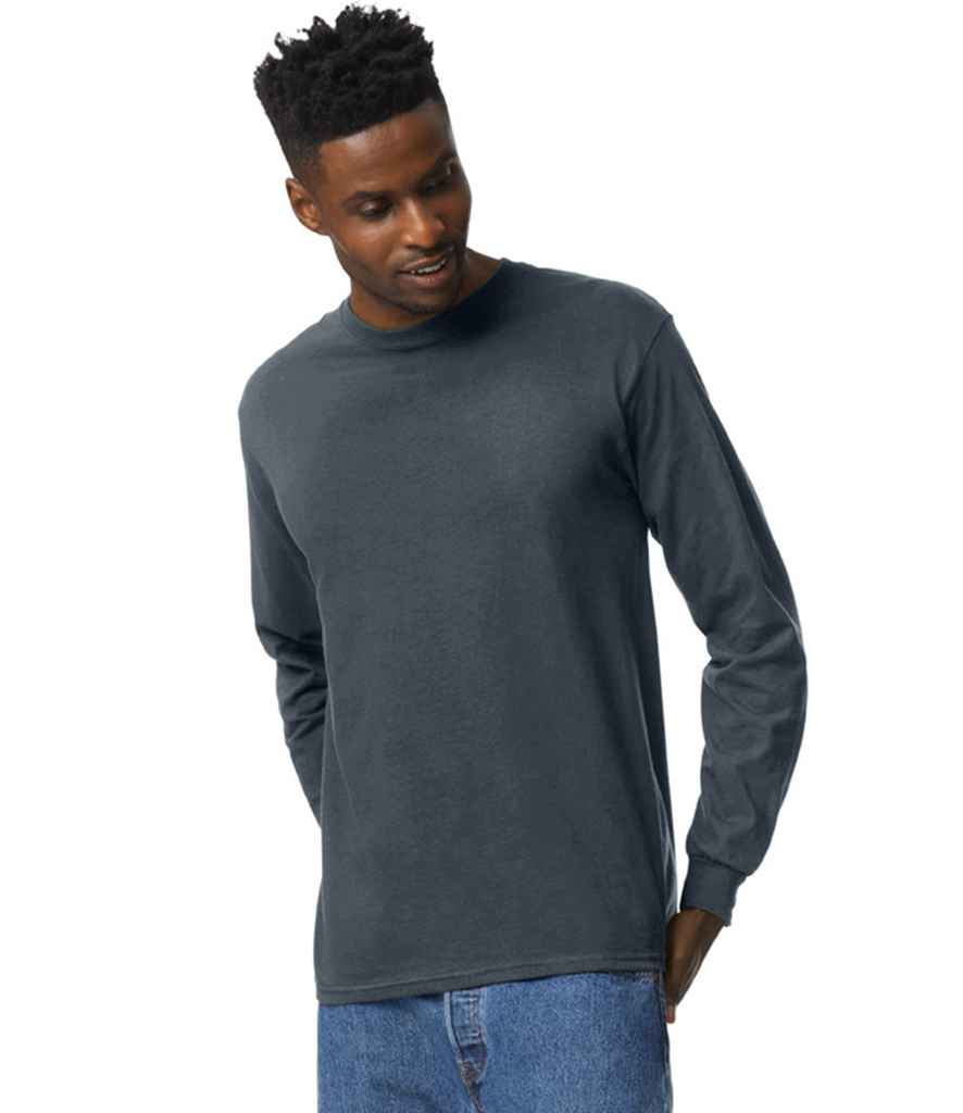 Gildan GD14 Dark Heather Model - Ready to be Embroidered and Printed by Custard Workwear - Cheap Personalised and Customised Workwear in Nottinghamshire, Derbyshire and Leicestershire