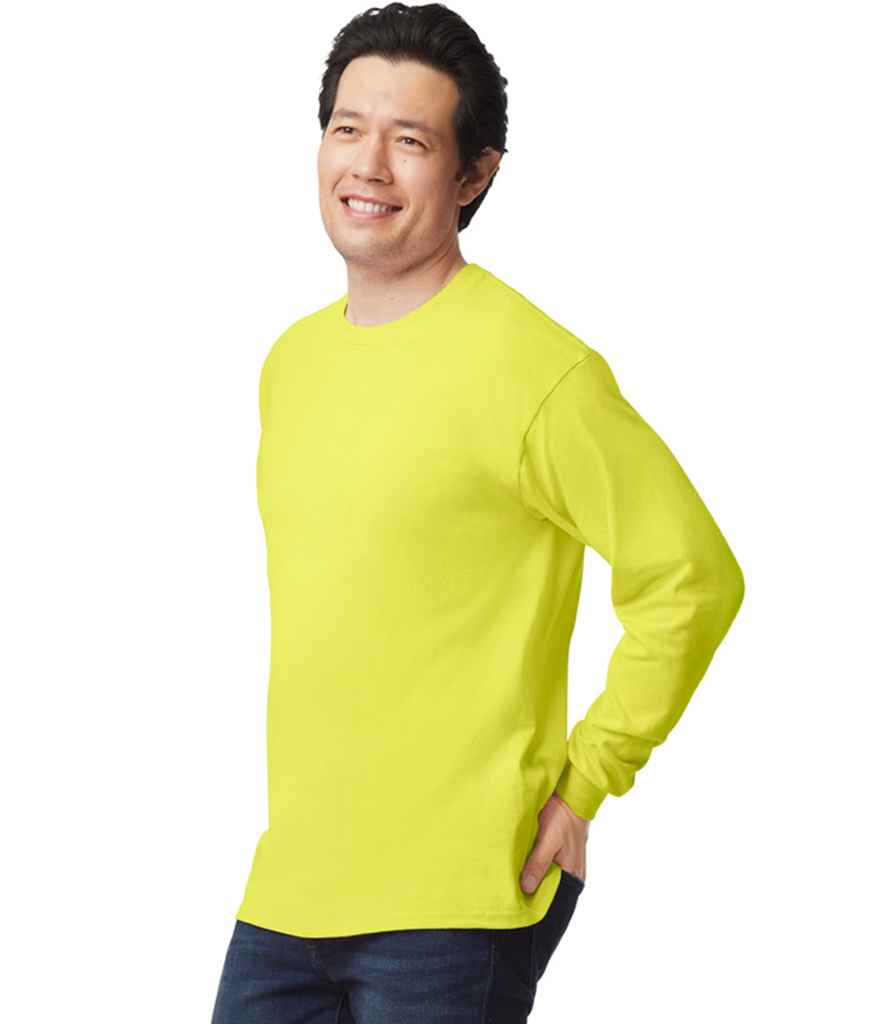 Gildan GD14 Safety Green Model - Ready to be Embroidered and Printed by Custard Workwear - Cheap Personalised and Customised Workwear in Nottinghamshire, Derbyshire and Leicestershire