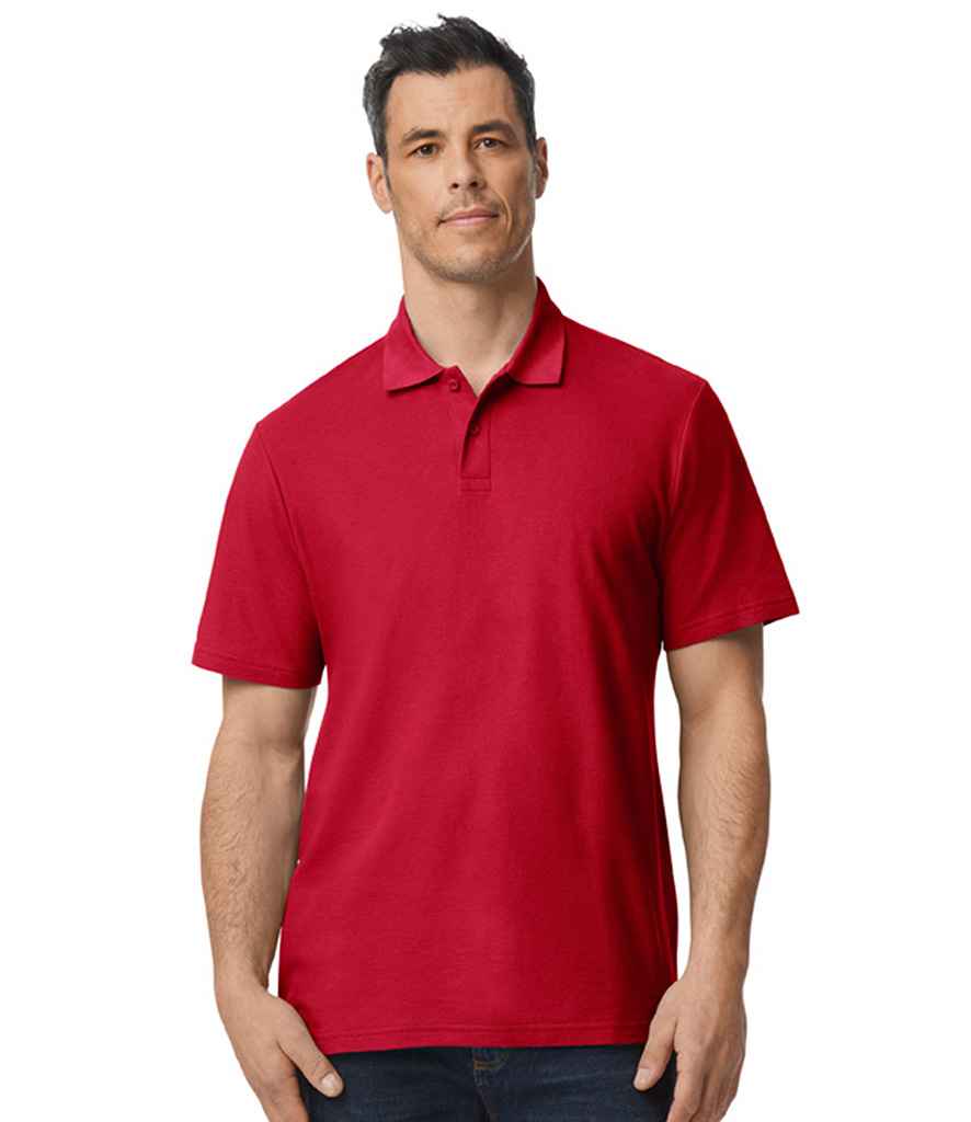 Gildan GD35 Cherry Red Model - Ready to be Embroidered and Printed by Custard Workwear - Cheap Personalised and Customised Workwear in Nottinghamshire, Derbyshire and Leicestershire
