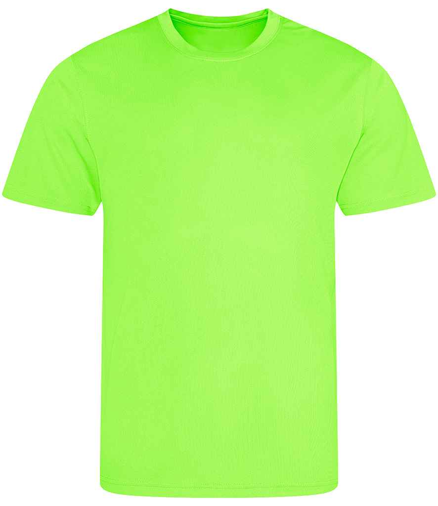 Just Cool JC001B Electric Green Front - Ready to be Printed by Custard Workwear - Cheap Personalised and Customised Workwear in Nottinghamshire, Derbyshire and Leicestershire