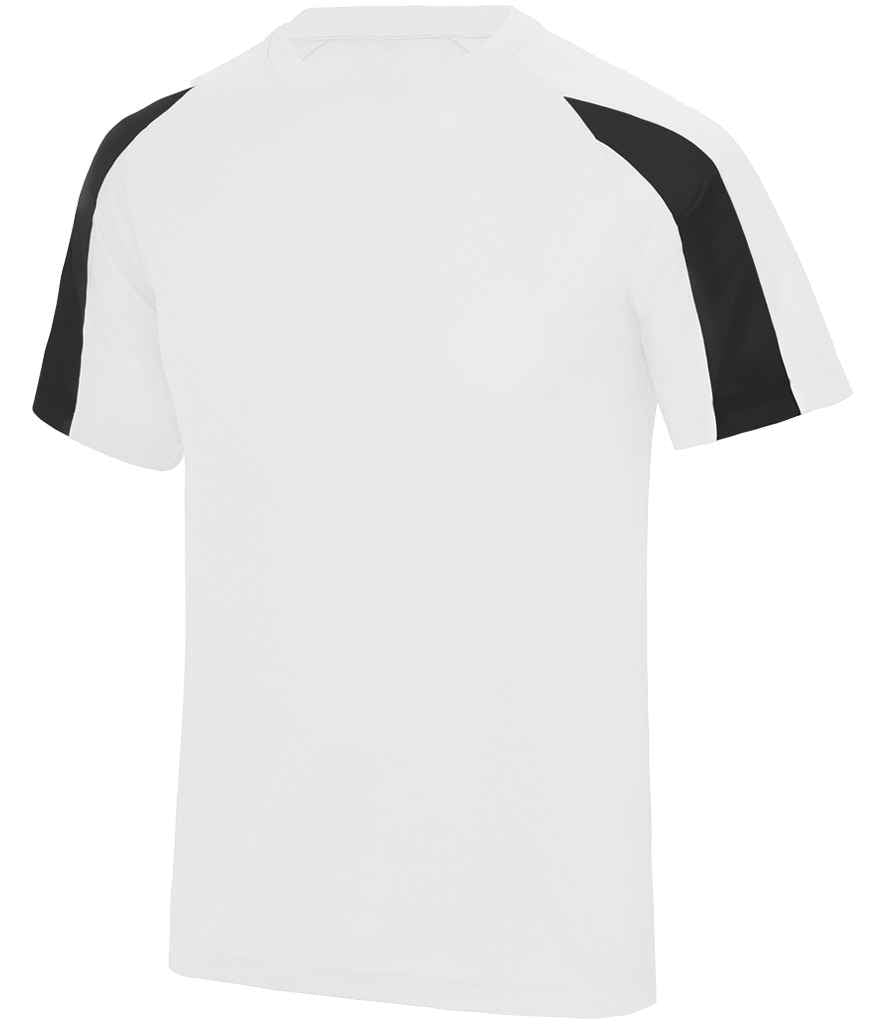 Just Cool JC003B Arctic White/Jet Black Front - Ready to be Printed by Custard Workwear - Cheap Personalised and Customised Workwear in Nottinghamshire, Derbyshire and Leicestershire
