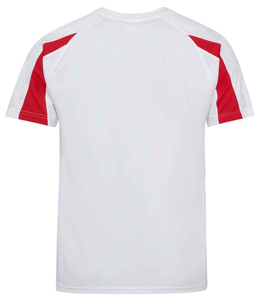 Just Cool JC003 Arctic White/Fire Red Back -  Ready to be Printed by Custard Workwear - Cheap Personalised and Customised Workwear in Nottinghamshire, Derbyshire and Leicestershire
