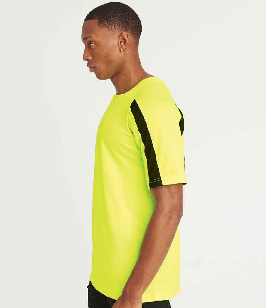 Just Cool JC003 Electric Yellow/Jet Black Model - Ready to be Printed by Custard Workwear - Cheap Personalised and Customised Workwear in Nottinghamshire, Derbyshire and Leicestershire