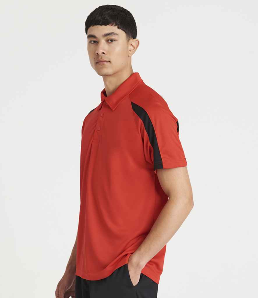 Just Cool JC043 Fire Red/Jet Black Model - Ready to be Embroidered and Printed by Custard Workwear - Cheap Personalised and Customised Workwear in Nottinghamshire, Derbyshire and Leicestershire