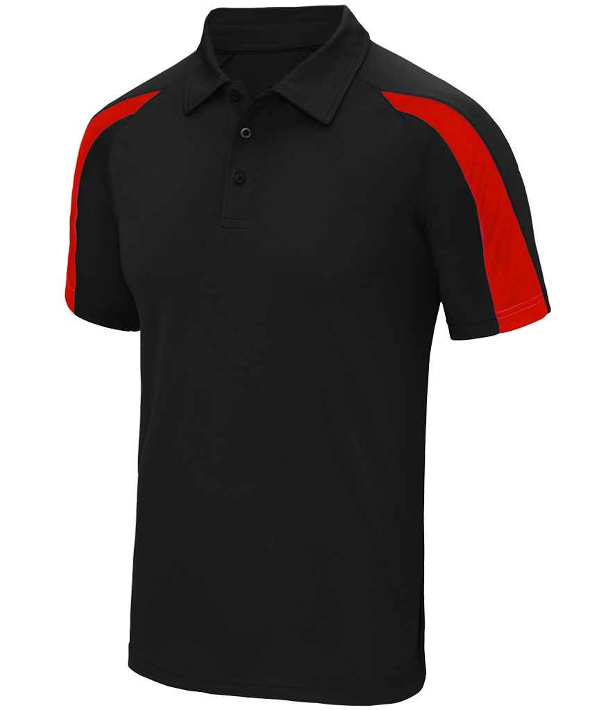 Just Cool JC043 Jet Black/Fire Red Front - Ready to be Embroidered and Printed by Custard Workwear - Cheap Personalised and Customised Workwear in Nottinghamshire, Derbyshire and Leicestershire