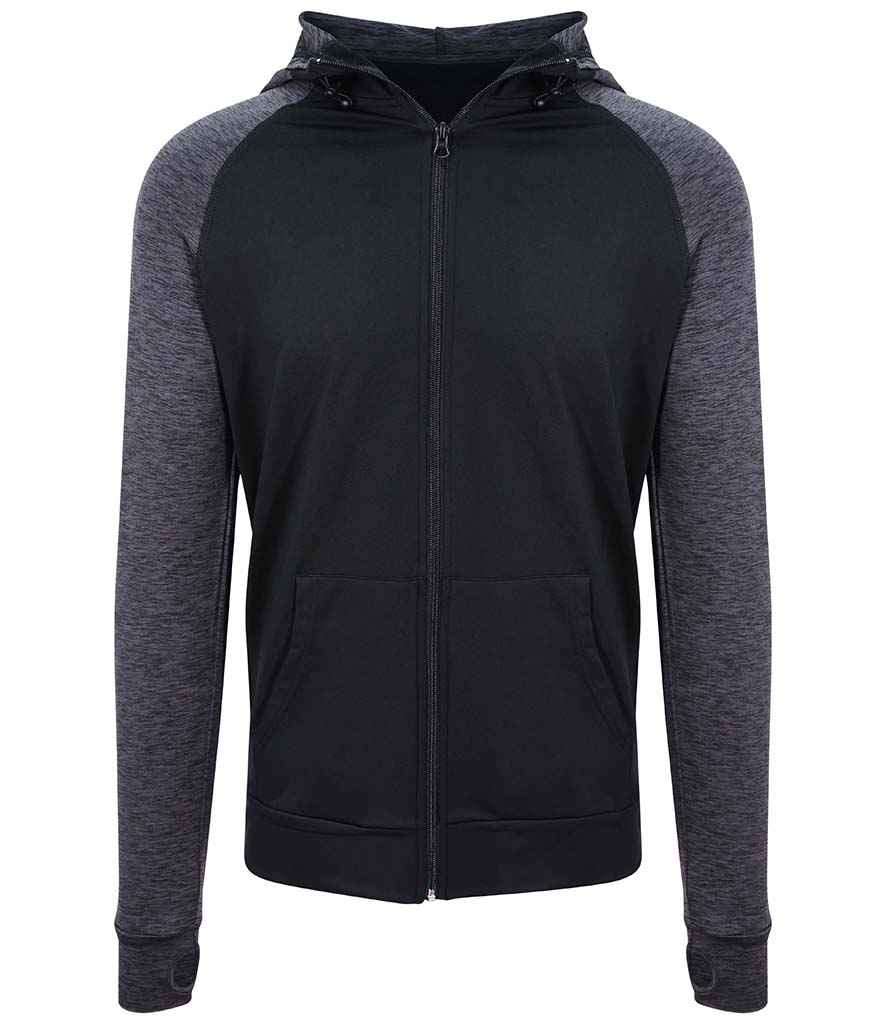 Just Cool JC057 Black/Black Slate Melange Front - Ready to be Embroidered and Printed by Custard Workwear - Cheap Personalised and Customised Workwear in Nottinghamshire, Derbyshire and Leicestershire