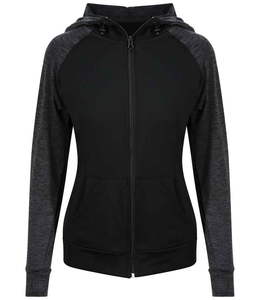 Just Cool JC058 Black/Black Slate Melange Front - Ready to be Embroidered and Printed by Custard Workwear - Cheap Personalised and Customised Workwear in Nottinghamshire, Derbyshire and Leicestershire