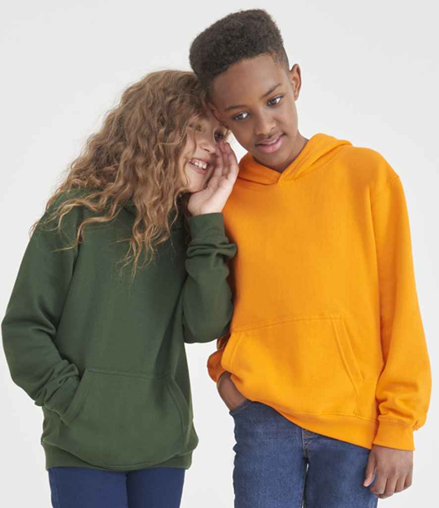 Just Hoods JH001B Orange Crush Model - Ready to be Embroidered and Printed by Custard Workwear - Cheap Personalised and Customised Workwear in Nottinghamshire, Derbyshire and Leicestershire