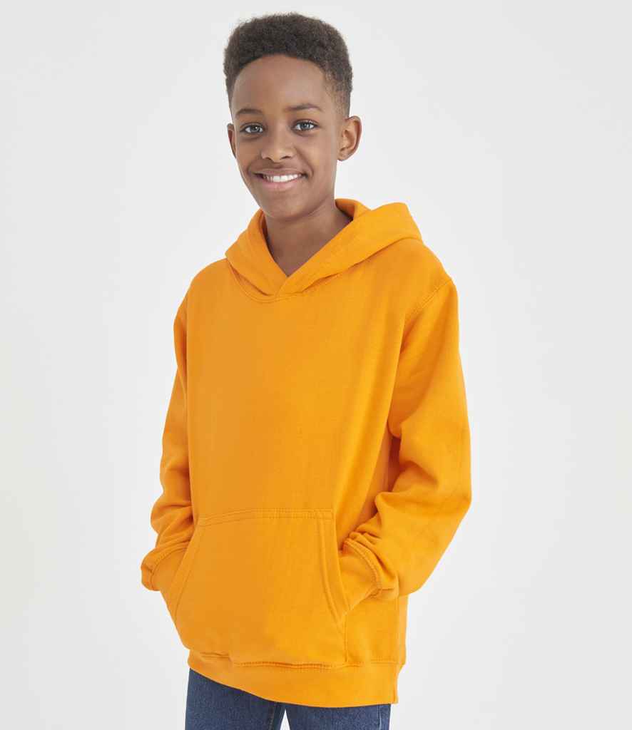Just Hoods JH001B Orange Crush Model - Ready to be Embroidered and Printed by Custard Workwear - Cheap Personalised and Customised Workwear in Nottinghamshire, Derbyshire and Leicestershire