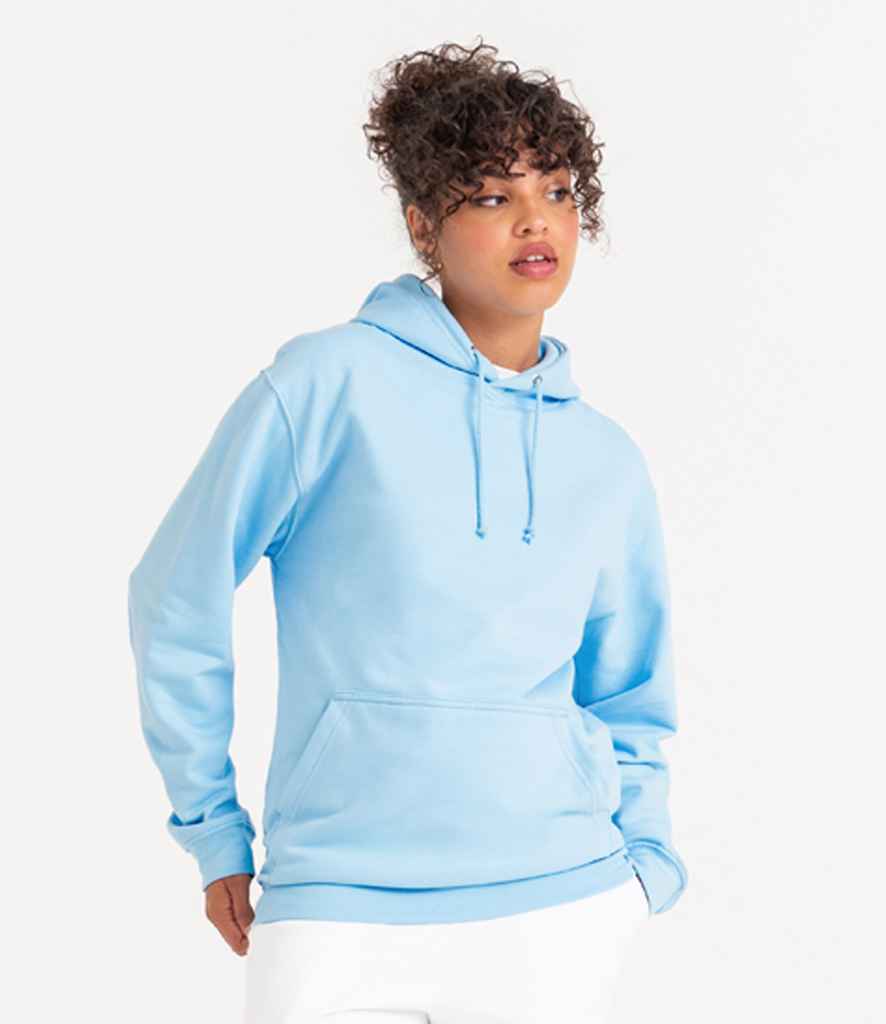 Just Hoods JH001 Ice Blue Model - Ready to be Embroidered and Printed by Custard Workwear - Cheap Personalised and Customised Workwear in Nottinghamshire, Derbyshire and Leicestershire