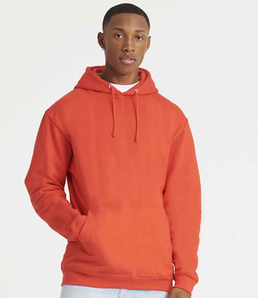 Just Hoods JH001 Soft Red Model - Ready to be Embroidered and Printed by Custard Workwear - Cheap Personalised and Customised Workwear in Nottinghamshire, Derbyshire and Leicestershire