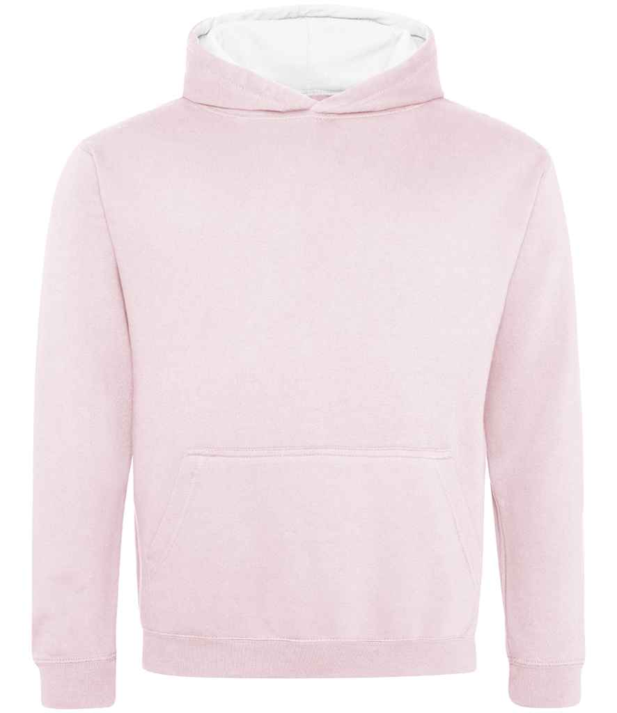 Just Hoods JH003B Baby Pink/Arctic White Front - Ready to be Embroidered and Printed by Custard Workwear - Cheap Personalised and Customised Workwear in Nottinghamshire, Derbyshire and Leicestershire