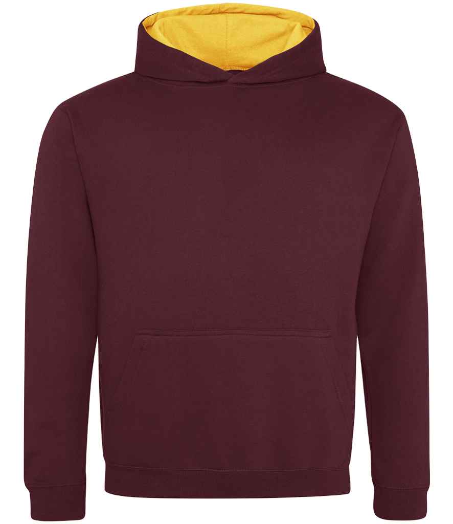 Just Hoods JH003B Burgundy/Gold Front - Ready to be Embroidered and Printed by Custard Workwear - Cheap Personalised and Customised Workwear in Nottinghamshire, Derbyshire and Leicestershire