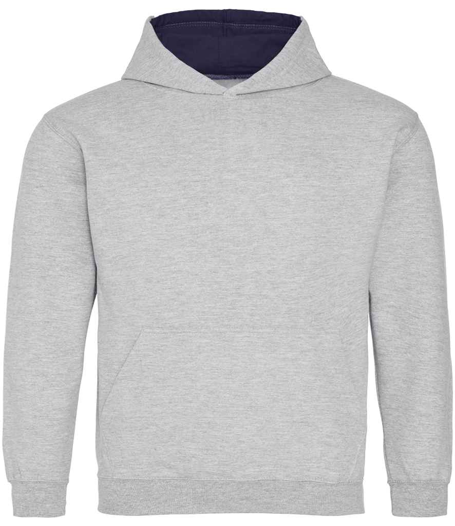 Just Hoods JH003B Heather Grey/New French Navy Front - Ready to be Embroidered and Printed by Custard Workwear - Cheap Personalised and Customised Workwear in Nottinghamshire, Derbyshire and Leicestershire