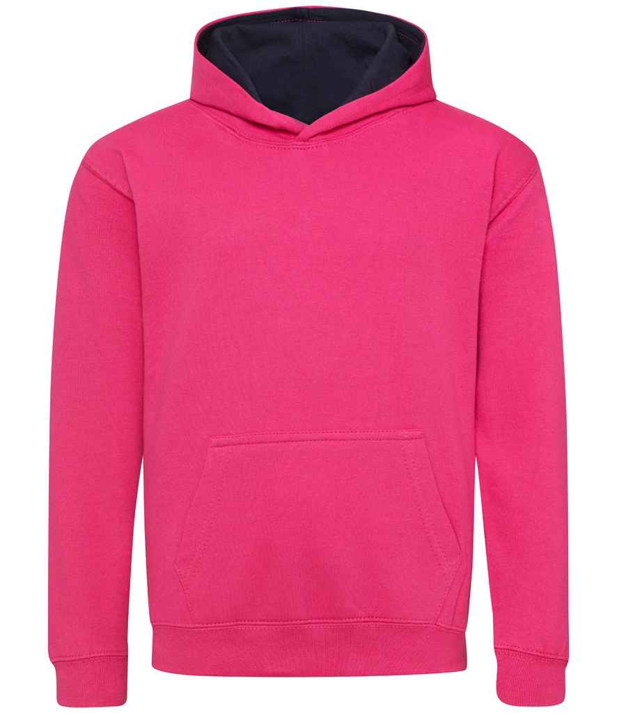 Just Hoods JH003B Hot Pink/French Navy Front - Ready to be Embroidered and Printed by Custard Workwear - Cheap Personalised and Customised Workwear in Nottinghamshire, Derbyshire and Leicestershire