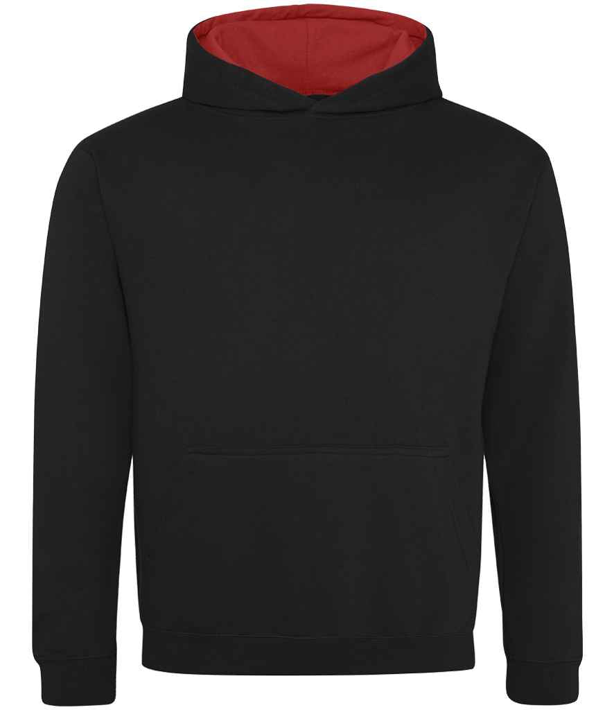 Just Hoods JH003B Jet Black/Fire Red Front - Ready to be Embroidered and Printed by Custard Workwear - Cheap Personalised and Customised Workwear in Nottinghamshire, Derbyshire and Leicestershire
