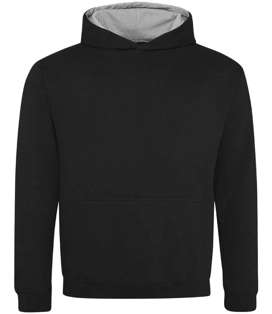 Just Hoods JH003B Jet Black/Heather Grey Front - Ready to be Embroidered and Printed by Custard Workwear - Cheap Personalised and Customised Workwear in Nottinghamshire, Derbyshire and Leicestershire