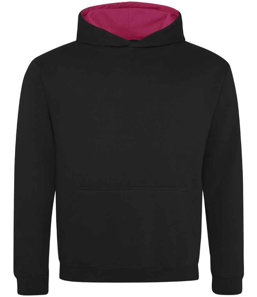Just Hoods JH003B Jet Black/Hot Pink Front - Ready to be Embroidered and Printed by Custard Workwear - Cheap Personalised and Customised Workwear in Nottinghamshire, Derbyshire and Leicestershire