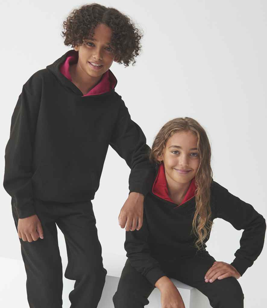 Just Hoods JH003B Jet Black/Fire Red Model - Ready to be Embroidered and Printed by Custard Workwear - Cheap Personalised and Customised Workwear in Nottinghamshire, Derbyshire and Leicestershire