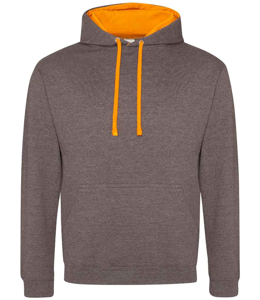 Just Hoods JH003 Charcoal/Orange Crush Front - Ready to be Embroidered and Printed by Custard Workwear - Cheap Personalised and Customised Workwear in Nottinghamshire, Derbyshire and Leicestershire