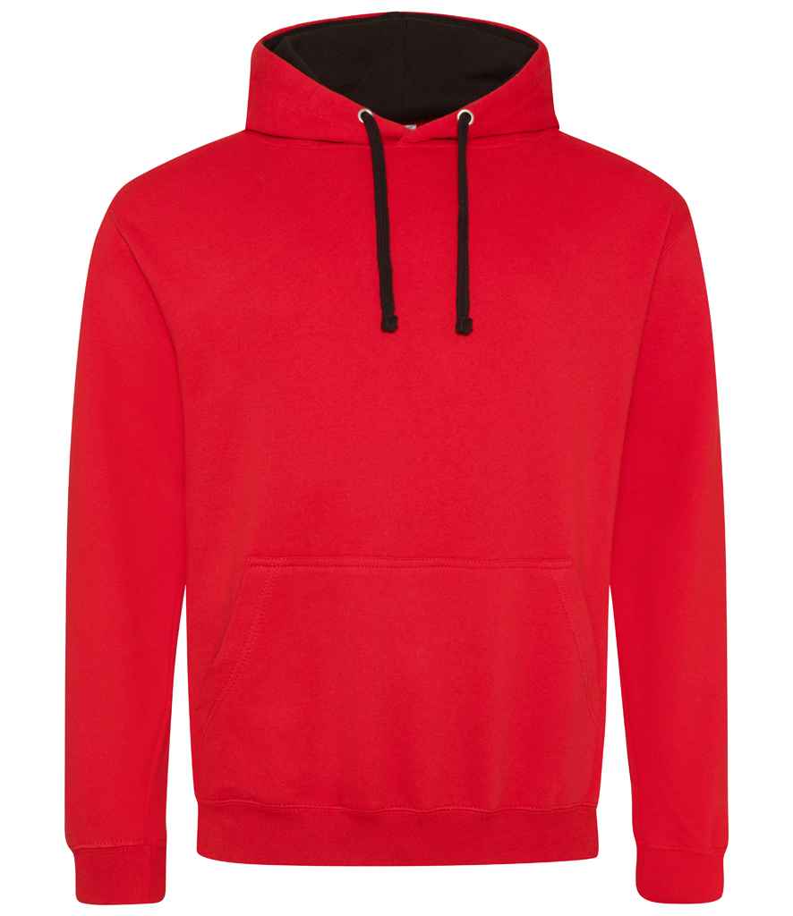 Just Hoods JH003 Fire Red/Jet Black Front - Ready to be Embroidered and Printed by Custard Workwear - Cheap Personalised and Customised Workwear in Nottinghamshire, Derbyshire and Leicestershire
