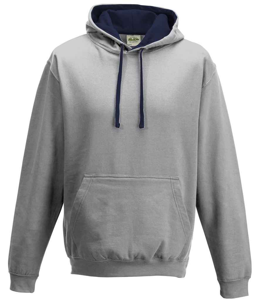 Just Hoods JH003 Heather Grey/New French Navy Front - Ready to be Embroidered and Printed by Custard Workwear - Cheap Personalised and Customised Workwear in Nottinghamshire, Derbyshire and Leicestershire