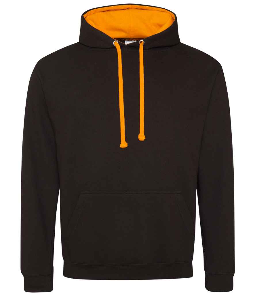 Just Hoods JH003 Jet Black/Orange Crush Front - Ready to be Embroidered and Printed by Custard Workwear - Cheap Personalised and Customised Workwear in Nottinghamshire, Derbyshire and Leicestershire