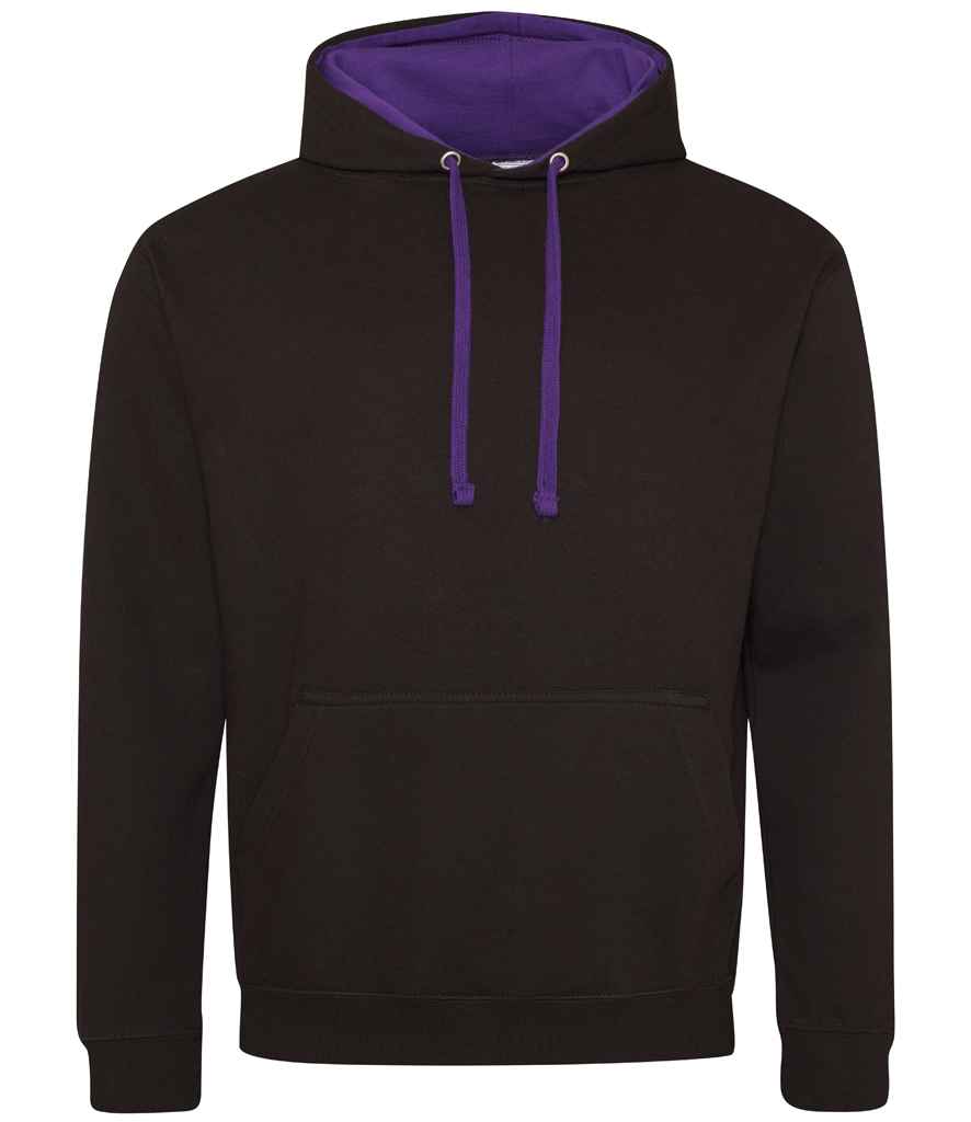 Just Hoods JH003 Jet Black/Purple Front - Ready to be Embroidered and Printed by Custard Workwear - Cheap Personalised and Customised Workwear in Nottinghamshire, Derbyshire and Leicestershire