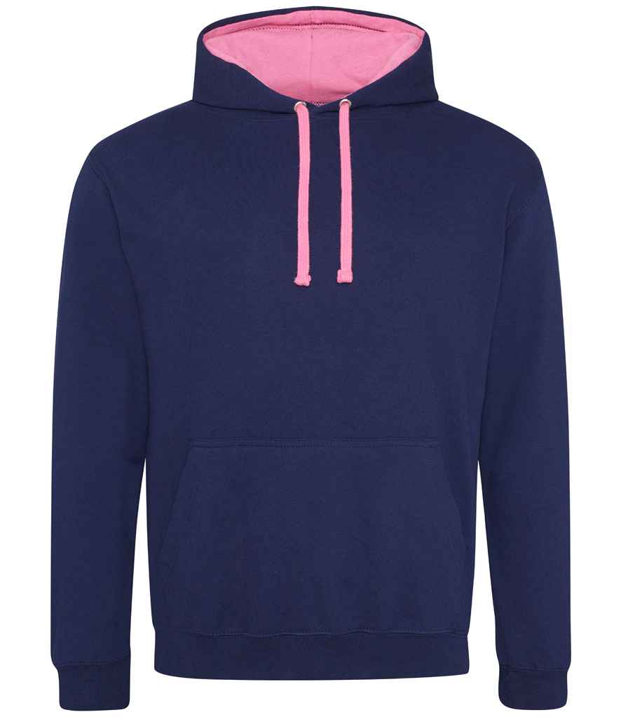 Just Hoods JH003 Oxford Navy/Candyfloss Pink Front - Ready to be Embroidered and Printed by Custard Workwear - Cheap Personalised and Customised Workwear in Nottinghamshire, Derbyshire and Leicestershire