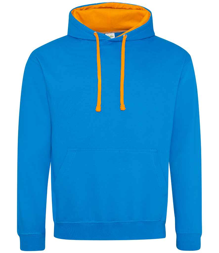 Just Hoods JH003 Sapphire Blue/Orange Crush Front - Ready to be Embroidered and Printed by Custard Workwear - Cheap Personalised and Customised Workwear in Nottinghamshire, Derbyshire and Leicestershire