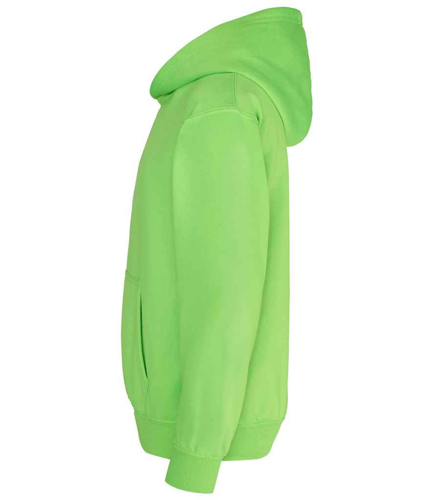 Just Hoods JH004B Electric Green Left -  Ready to be Embroidered and Printed by Custard Workwear - Cheap Personalised and Customised Workwear in Nottinghamshire, Derbyshire and Leicestershire