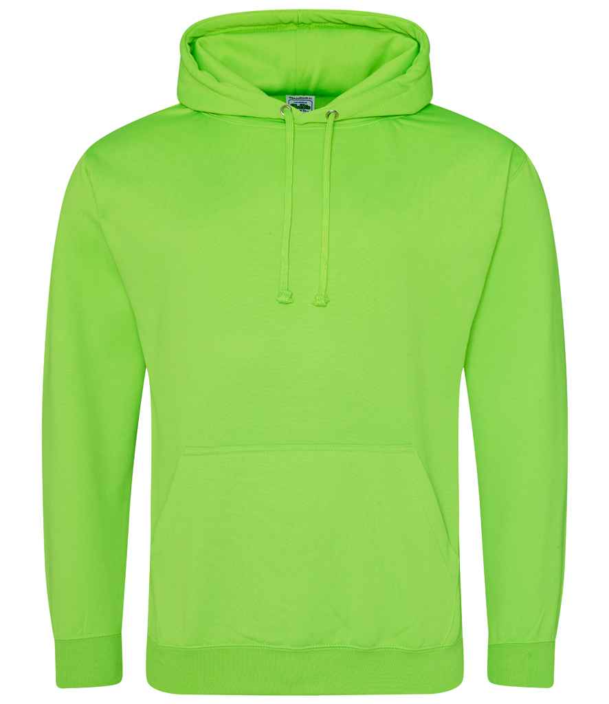 Just Hoods JH004 Electric Green Front - Ready to be Embroidered and Printed by Custard Workwear - Cheap Personalised and Customised Workwear in Nottinghamshire, Derbyshire and Leicestershire