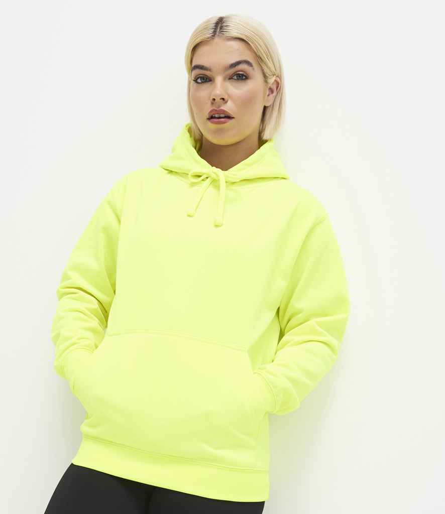 Just Hoods JH004 Electric Yellow Model - Ready to be Embroidered and Printed by Custard Workwear - Cheap Personalised and Customised Workwear in Nottinghamshire, Derbyshire and Leicestershire
