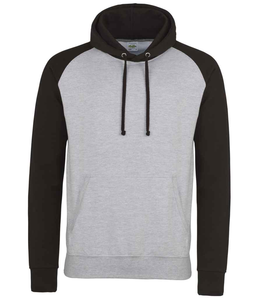 Just Hoods JH009 Heather Grey/Jet Black Front -  Ready to be Embroidered and Printed by Custard Workwear - Cheap Personalised and Customised Workwear in Nottinghamshire, Derbyshire and Leicestershire