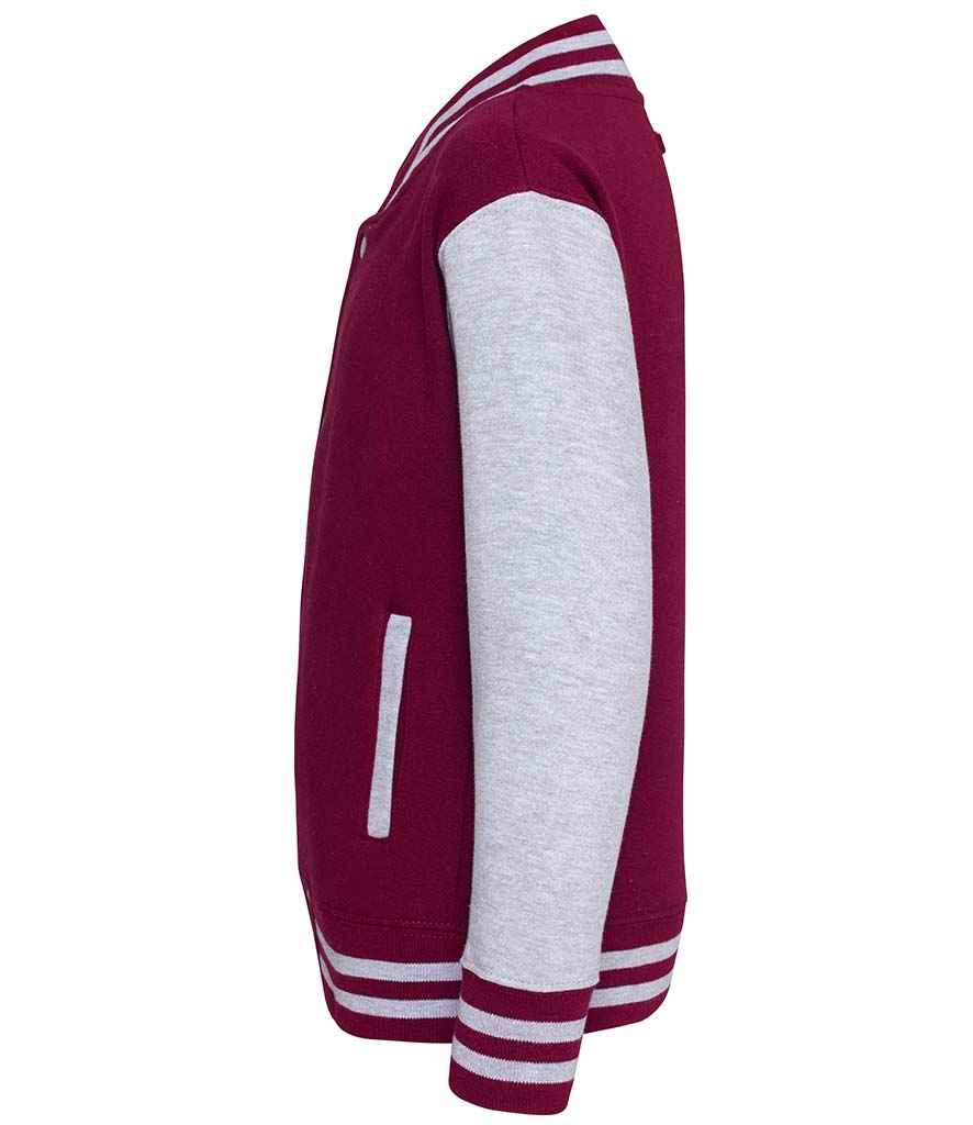 Just Hoods JH043B Burgundy/Heather Grey Left - Ready to be Embroidered and Printed by Custard Workwear - Cheap Personalised and Customised Workwear in Nottinghamshire, Derbyshire and Leicestershire