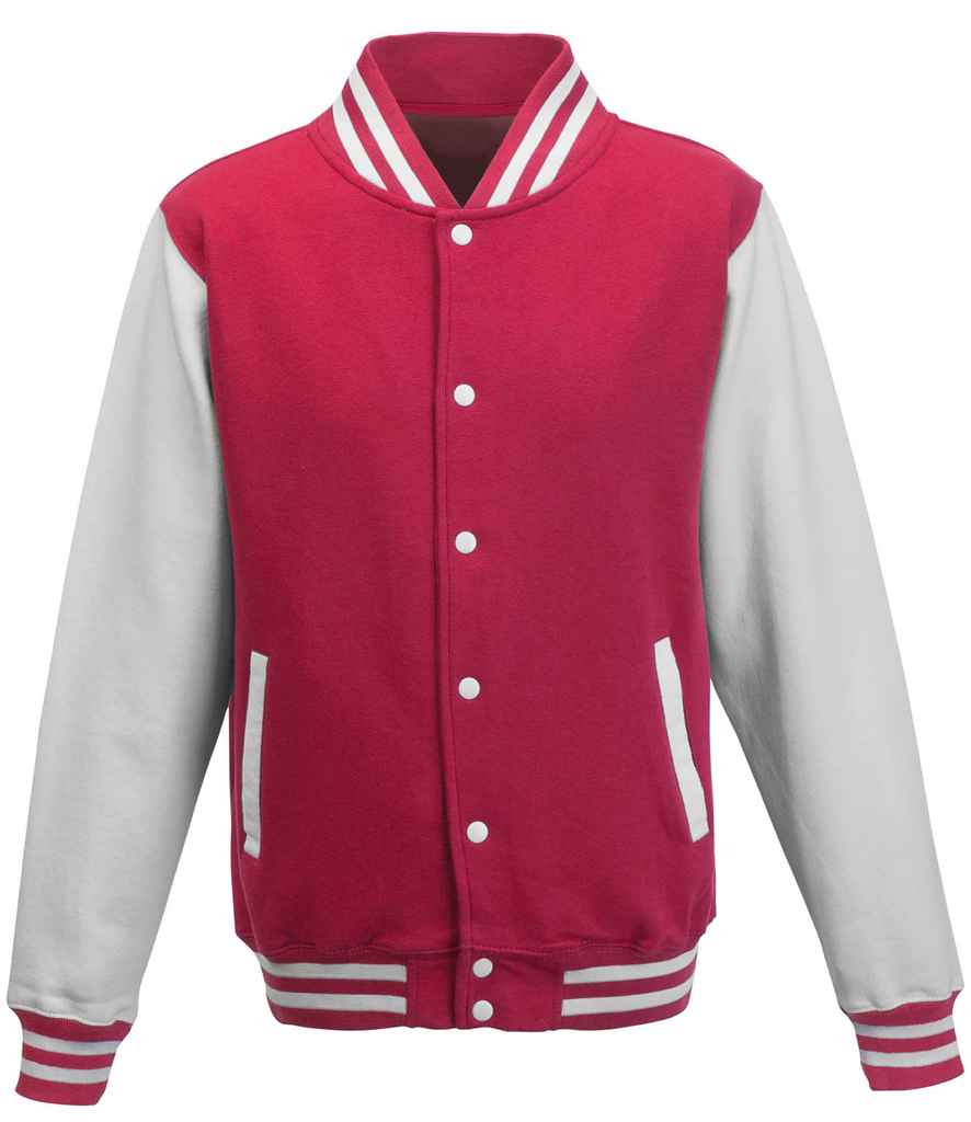 Just Hoods JH043 Hot Pink/White Front - Ready to be Embroidered and Printed by Custard Workwear - Cheap Personalised and Customised Workwear in Nottinghamshire, Derbyshire and Leicestershire