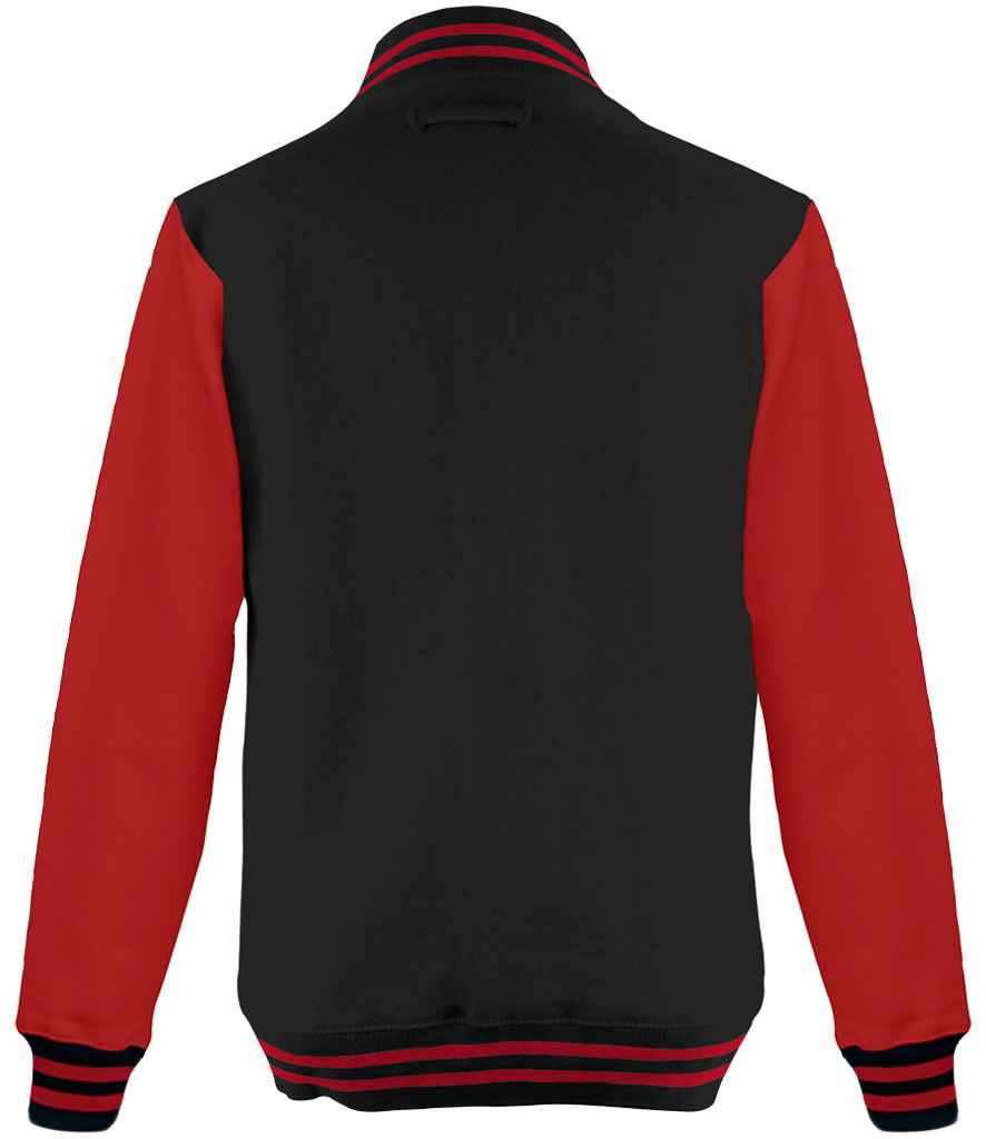 Just Hoods JH043 Jet Black/Fire Red Back - Ready to be Embroidered and Printed by Custard Workwear - Cheap Personalised and Customised Workwear in Nottinghamshire, Derbyshire and Leicestershire