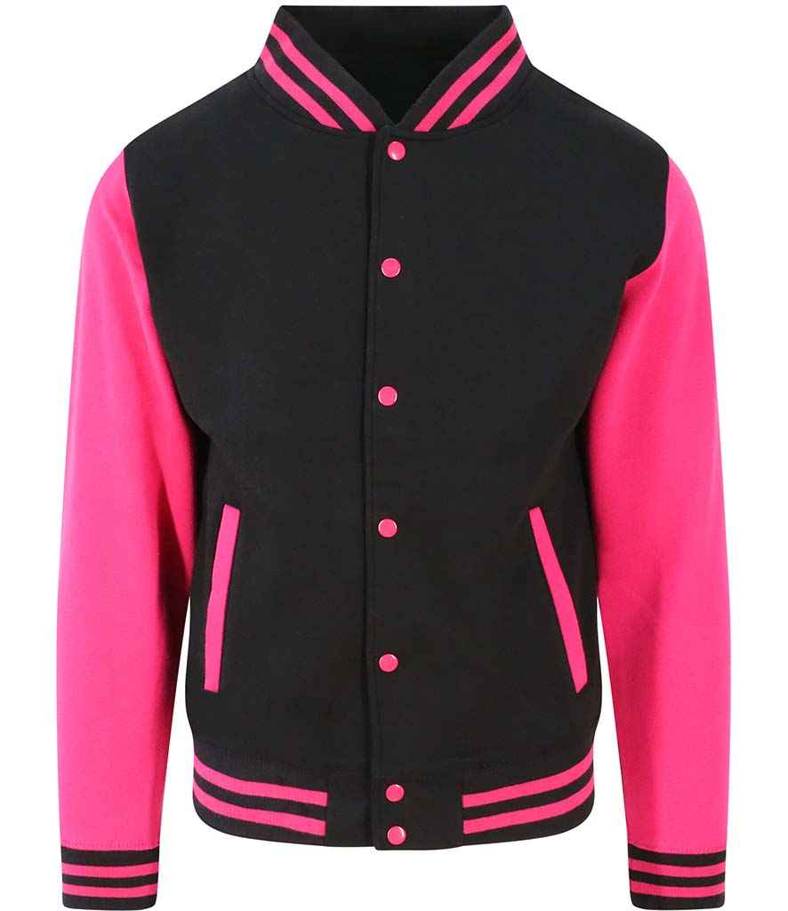 Just Hoods JH043 Jet Black/Hot Pink Front - Ready to be Embroidered and Printed by Custard Workwear - Cheap Personalised and Customised Workwear in Nottinghamshire, Derbyshire and Leicestershire